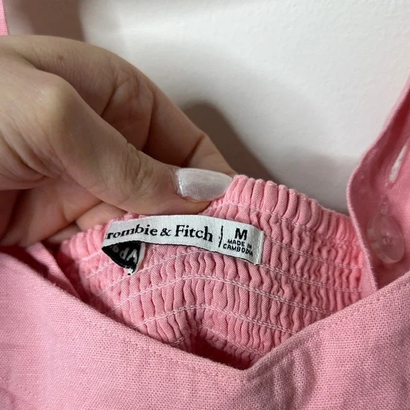 Abercrombie & Fitch Linen Pink Crop Top - Picture 2 of 5